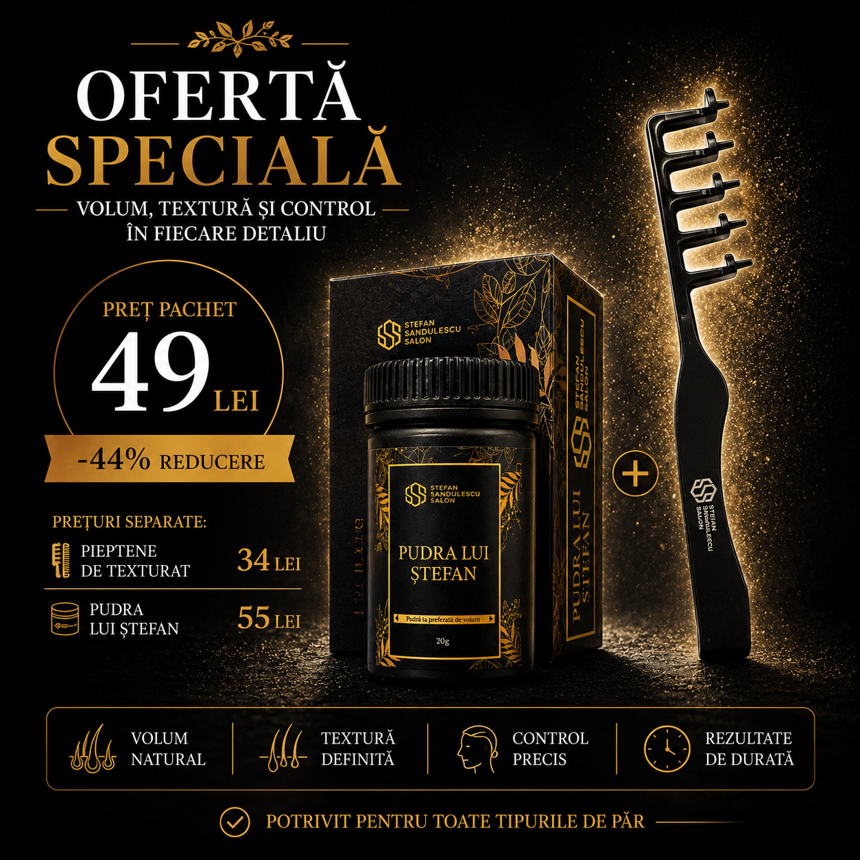 Colecție Pudră + Perie de Texturat